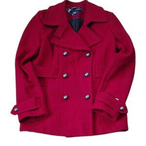 Tommy Hilfiger Cardinal Red Wool Blend Peacoat Size 6